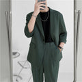 2022 Fashion Summer 2-piece Set Solid Color Single-breasted Casual Simple Student Wear Homme Loose Suits Wear (Blazers + Pants)