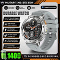 Military Grade Alloy Smartwatch 1400mAh Long Standby Waterproof SOS Emergency Flashlight BT Call Outdoor Sports Watch For Men