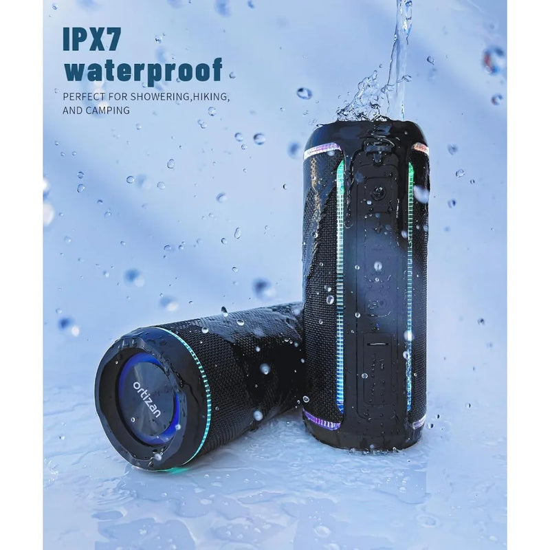 Portable Bluetooth Speaker 3rd Gen - 40W Bass, Waterproof, 30-Hour Playtime, LED Lights, Wireless Stereo Pairing