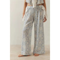 Combhasaki Women Floral Print 2Pcs Loungewear Pjs Set Fly Sleeve Front Bow Tied Ruffle V-Neck Crop Tops+Elastic Waist Long Pants