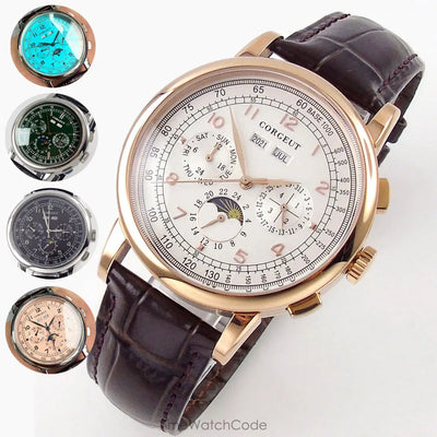 Corgeut Multi Functional Watch Automatic Mechanical for Men 42mm Day Date Month Year Day/Night ST1655 Movt Polished | SAMAG
