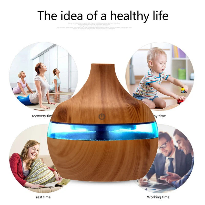 Home Wood Grain Air Humidifier Purifier Aroma Diffuser USB Ultrasonic Cool Mist Sprayer Essential Oil Fragrance