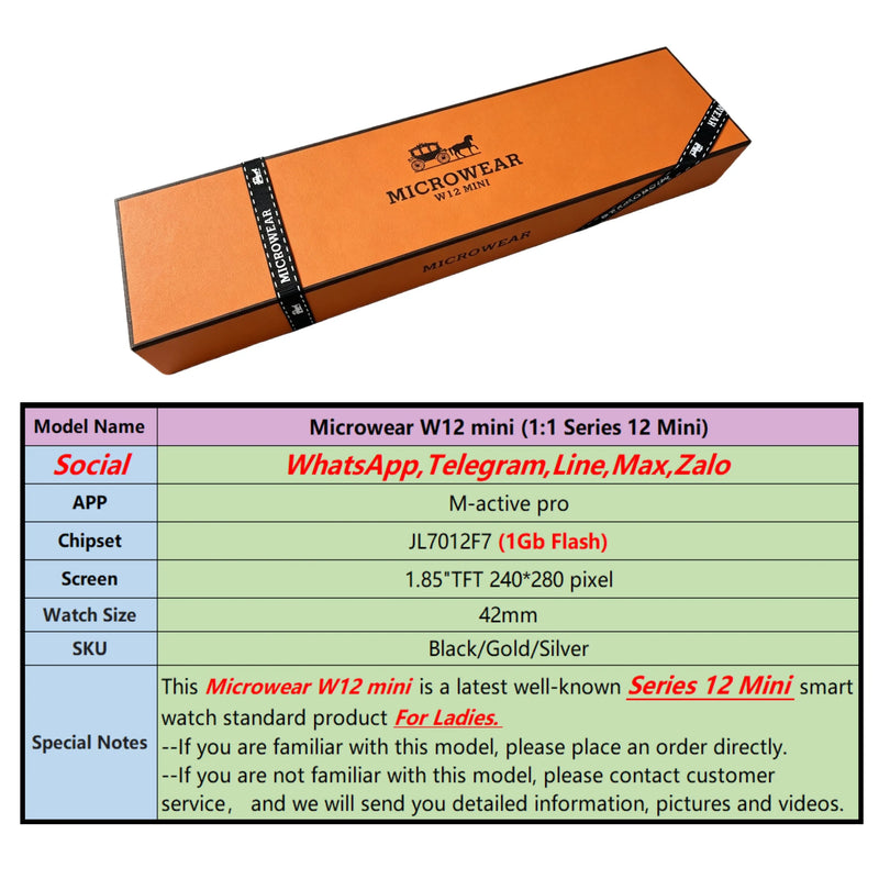 Microwear W12mini W11mini Watch12 Watch11 Mini Women's Smart Watch 42mm IP68 Waterproof Watch W 11 12 W12 W11 Mini Smartwatch