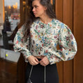 Casual Print Mini Skirts Sets Women O Neck Long Sleeves Single Breasted High Waist Loose Suits Female 2026 Autumn New Chic Set
