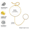 Bohemian Bead Slave Bracelet, 18K Gold Plated Stainless Steel, Waterproof Hand Chain Finger Ring Bracelet Jewelry for Women