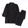 2026 Men's Japanese Kimono Robes Sets Cotton Linen Pajamas Two-piece Set Couple Loose Bathrobes Sweat Steaming Home Service Suit