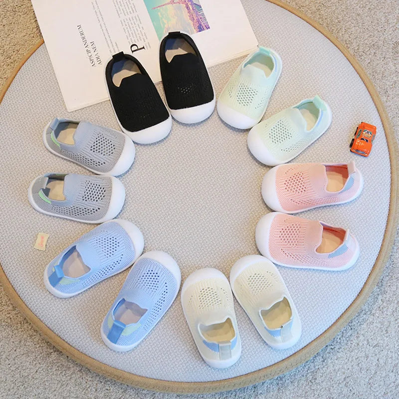 Spring Summer Breathable Knitted Non-slip Soft Sole Kids Sneakers for Boys Girls Tennis Casual Shoes Toddler School Shoes