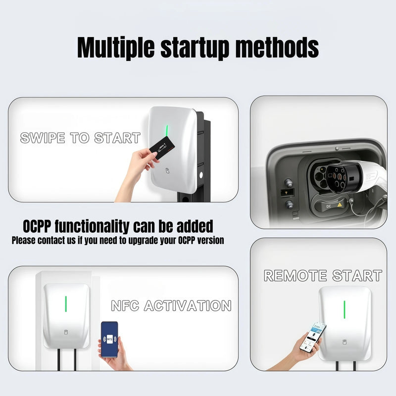 Electric Car Charger 22KW 11KW 7KW Wallbox 3Phase EV Charger Type2 IEC62196-2 Type1 J1772 Socket 5M Cable with Cards APP