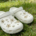 18PCS 3D Cute Daisies Pearl Shoe Charms Set Slide Sandals Clogs DIY Decoration Shoe Buckle Pins Accessory Gift