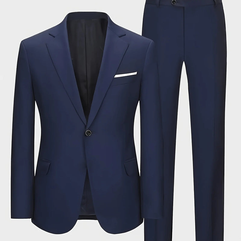 Men's Burgundy 2-Piece Suit Set (Blazer + Trousers Only, No Vest Included),Slim Fit Formal Business Wedding Party Jacket & Pants