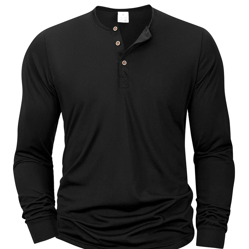 New Men's Henley T-shirts Long Sleeve Basic Casual Band | SAMAG