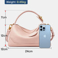 Women Genuine Leather Pillow Bag Designer Metal Hardware Top Handle Ladies Handbag Small Boston Tassel Girls Beige Leather Bag