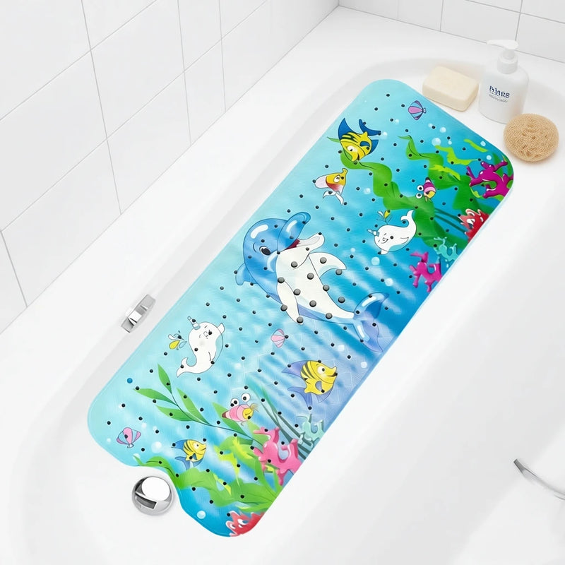 1pc Baby Bath Mat for Tub Non Slip Kids Bath Mat - 40x10cm Extra Long Cartoon Bathtub Mat Toddler Bath Mats with Suction Cups