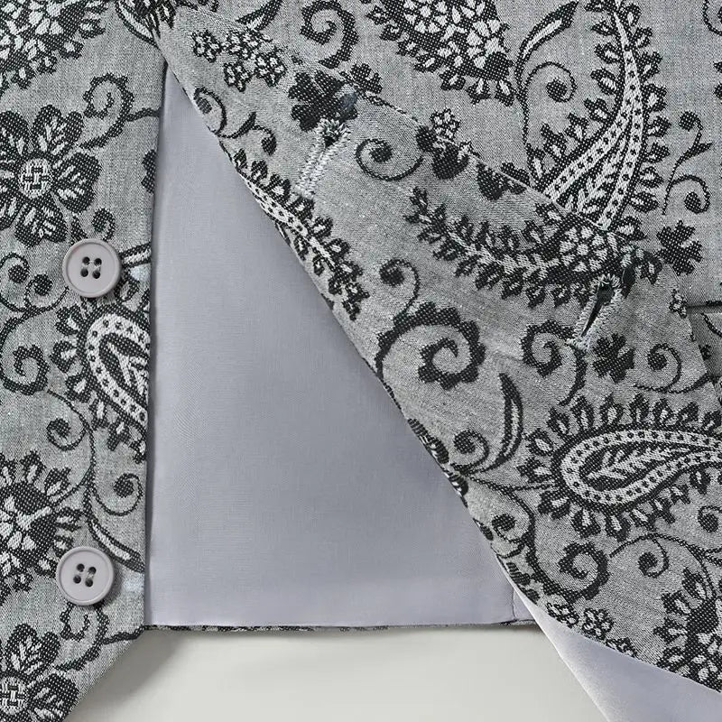 Men's Floral Suit Vest V-neck Single-breasted British Slim Fit and Fashionable Horse Clip Vest Vest Trendy
