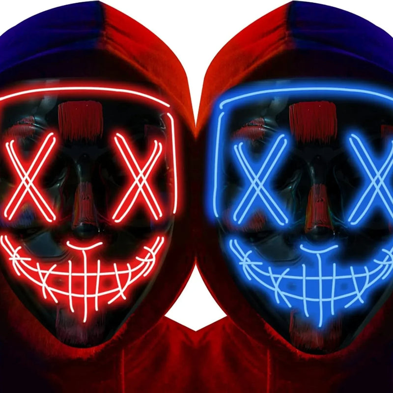Poptrend Halloween Mask LED Light up Mask Scary mask for Festival Cosplay Halloween Costume Masquerade Parties Carnival Gift