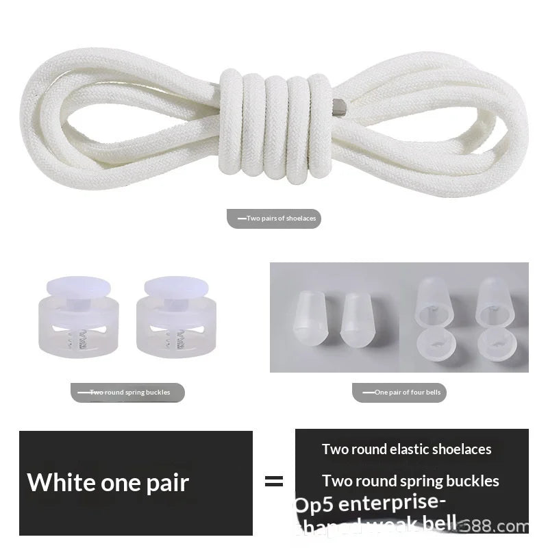 Colorful Spring Lock No Tie Shoelaces 1Pair Round Elastic Quick Lazy Shoelace for Kids Adult Sports Sneakers