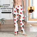 Customized sleeping pants with personalized facial photos long sleeved warm sleeping pants for both men and women  fun Christmas