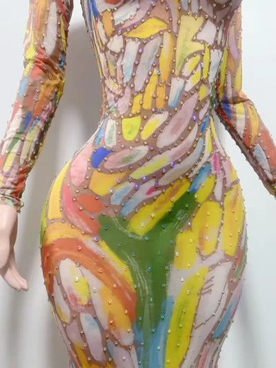 Birthday Singer Prom Queen Costume Sexy Stretch Evening | SAMAG