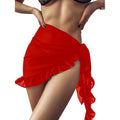 Swimsuit Coverups for Women Ruffle Hem Sarong Beach Bikini Wrap Sheer Short Skirt Chiffon Scarf for Swimwear