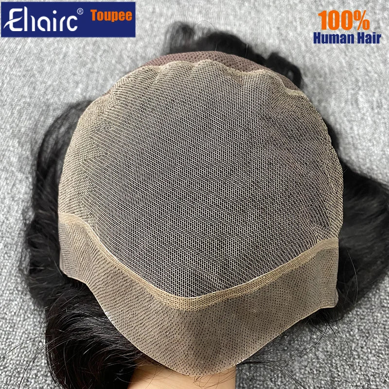 Natural Black Color 150% Density  Breathable Lace in the Center with Knotted Pu around Human Hair Wigs For Women Long Women Wig