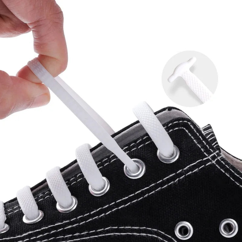 New Silicone Shoe Laces Elastic No Tie Shoelaces 16 PCS for Sneakers Quick Put on And Take Off Safety Lazy Shoe Lace Accessories