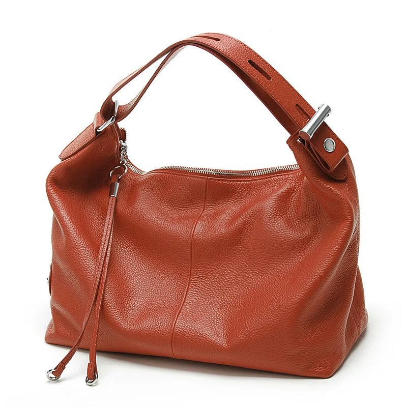 Zency 100% Genuine Leather Women Hobo Bag White Lady Tassel Shoulder Bags Classic Red Handbag Crossbody Purse 2024 Trendy