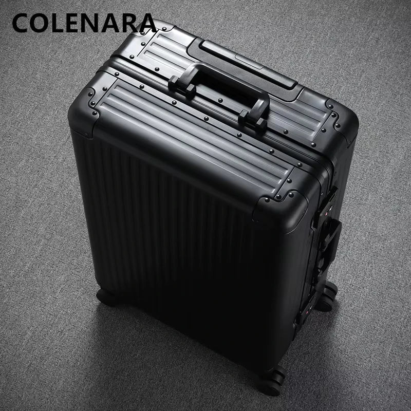 COLENARA High-quality Suitcase 20 Inches All Aluminum Magnesium Alloy Boarding Box 24" Men's Business Trolley Case Luggage