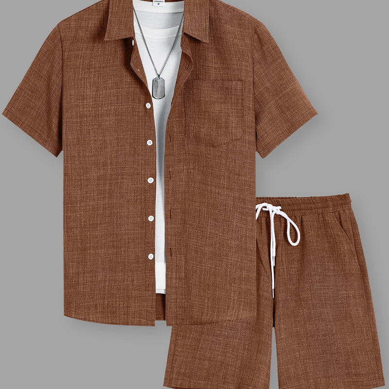 Summer Men's Cotton Linen Texture Lapel Short Sleeve | SAMAG