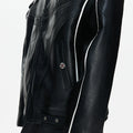 LUZHEN 2026 Stylish Stripe Original Patchwork Design Stand Neck Leather Jacket Men's Trendy High Quality Motorcycles Coat JY6331