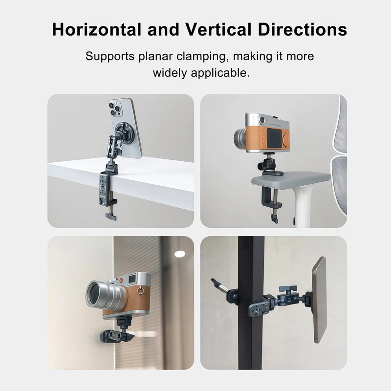 Photography C Clamp, Aluminum Table C-clamp with 1/4" and 3/8" Hole for Photo Studio Video DSLR, Camera Desktop Mount Table Desk