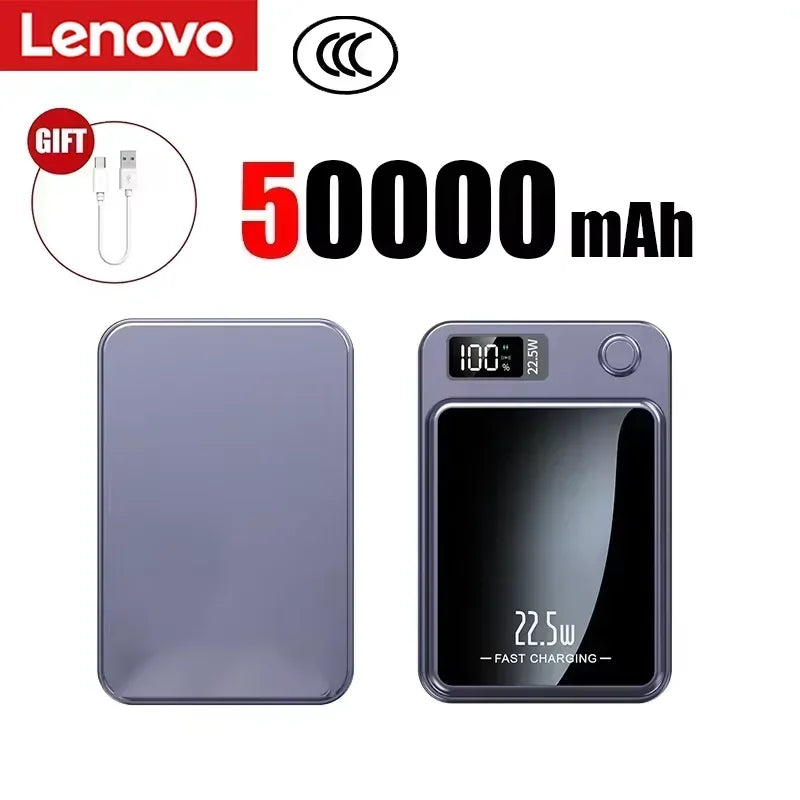 Lenovo 500000mAh CCC Wireless Power Bank Portable Magnetic Fast Charger For Magsafe Auxiliary Battery For Xiaomi iphone