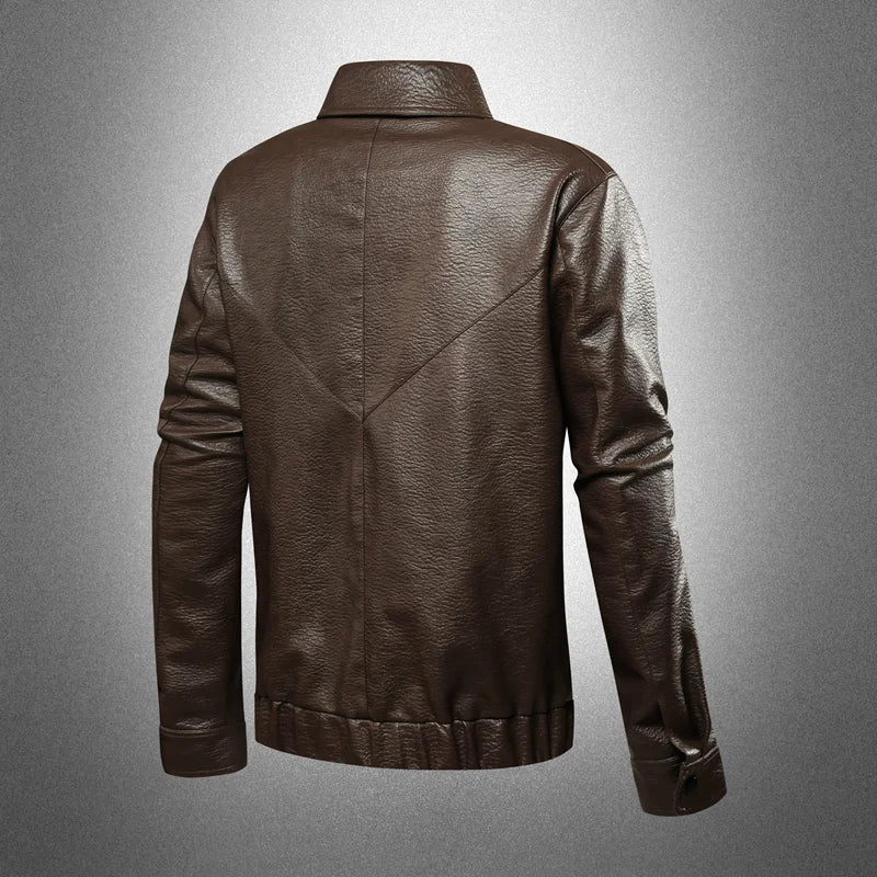 2026 New Style Leather Jacket for Men - Spring Men's Slim Lapel Coat Men's Shirt Windproof and Casual Leather Jacket Large size