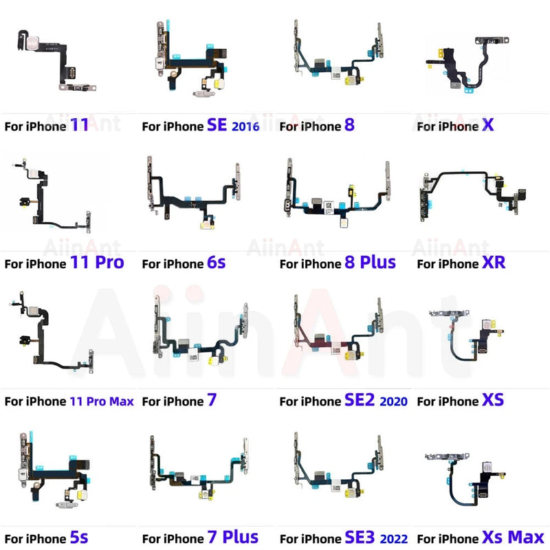 AiinAnt Power Volume Buttos Flash Light Power Flex Cable For iPhone 11 Pro X XR Xs Max SE 7 8 Plus SE 2 3 2020 2022 Phone Pars