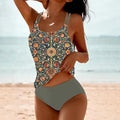 Women's Printed Boho Tankini Set High-Waist Two-Piece | SAMAG