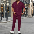 Cross-Border Men's Summer New Solid Color Button-Up | SAMAG