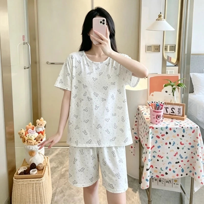 Women's Summer Thin Pajama Set, Short‑Sleeve | SAMAG