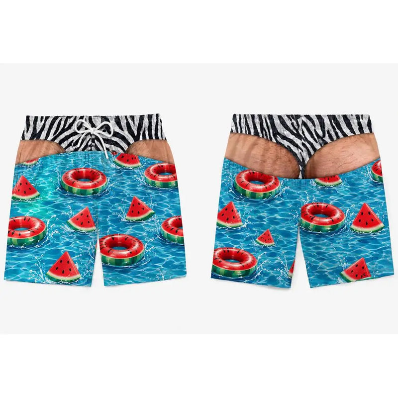 Funny 3D Fake Hip Printed Swim Trunks Men's Quick Dry | SAMAG