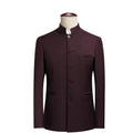 2026 New Men's Stand Collar Long Sleeve Suit Jacket, Asian Size Chinese-Style Slim-Fit Blazer in Dark Blue/Red/Grey/Black/White