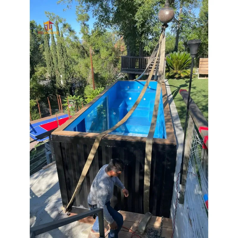Outdoor Customized Swimming Pool Visible Bathtub Swimming Pool Glass Hydrotherapy Sea Container Swimming Pool Price for USA