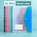 6 A4 Large Capacity Loose Leaf Folders with 11 Hole Binding Rings, Modern PP Material, Expandable Buttons and Label Pockets