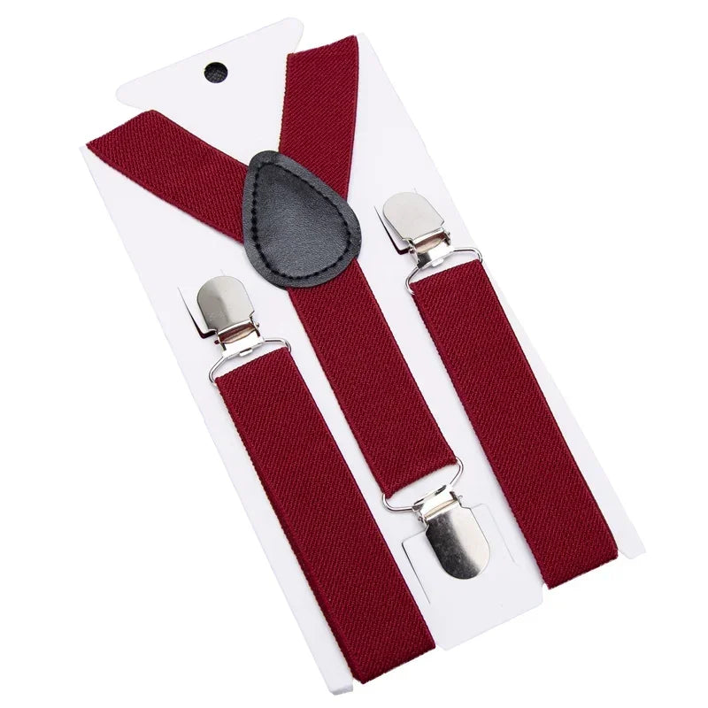 Solid Color Kids Suspenders with Fashion Children Boys Braces Girls Elastic Adjustable Suspenders Baby Wedding Ties Accessories