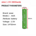 AAA1.5V Battery 3800mAh Rechargeable Battery Lithium Ion 1.5 V AAA Battery for Clocks Mice Computers Toys So on