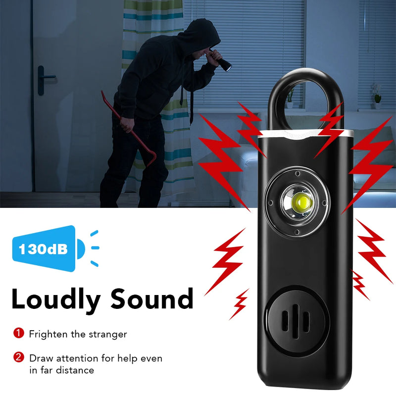 Hollarm Self Defense Alarm 130dB Anti-wolf Personal Alarm for Woman With LED Light USB-C Charge Emergency Anti-Attack Keychain