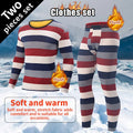 2-piece Autumn/Winter Men's Velvet and Velvet Fashion Printed Warm Underwear Set Comfortable Large Gold Velvet Warm Home Clothes