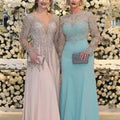 Sparkling Sequin Elegant Evening Gown Long Sleeved Beaded | SAMAG