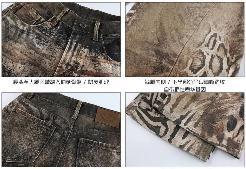 LUZHEN Original Y2K Style Baggy Tie-dyed Pattern Wide Leg | SAMAG