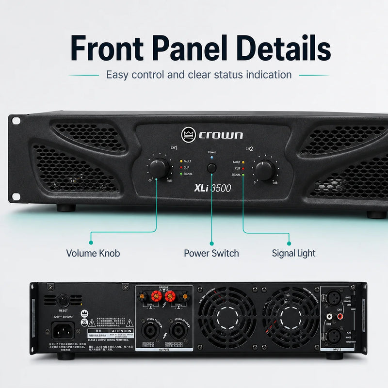 XLi 3500 Power Amplifier – Professional Audio DJ Equipment for Line Array Speakers Subwoofer Speakers Stage Wedding KTV Home Use