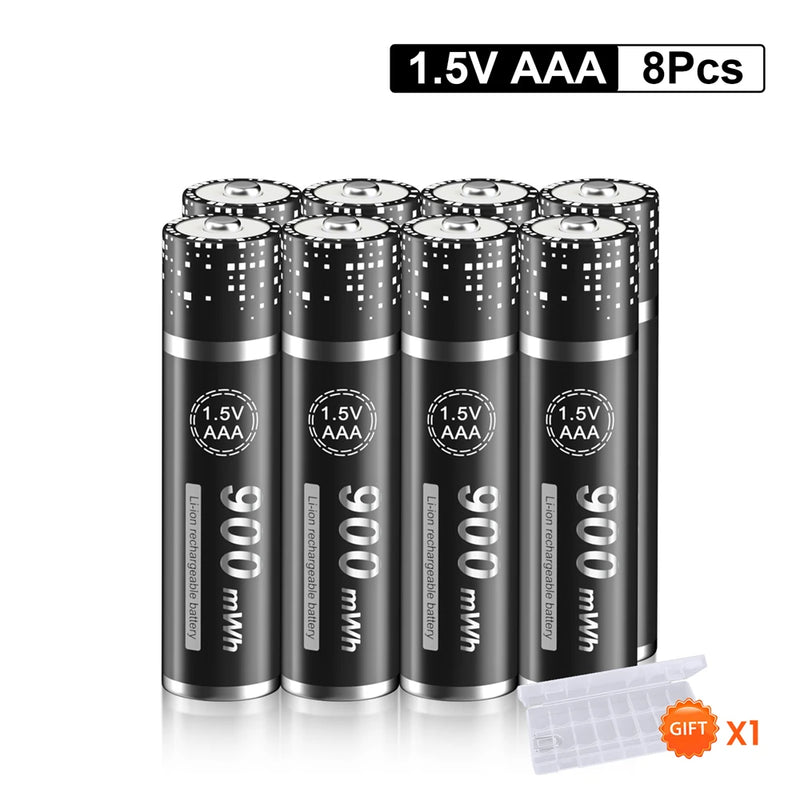 PALO 3400mWh Li-ion 1.5V AA and AAA Rechargeable Batteries with 8-channel magnetic flip charger for 1.5V 2A 3A Lithium Batteries