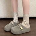 Women Lady Suede Flat Clogs Mules Slides with Gold Buckle Closed Toe Slip on Shoes Casual Fashion Footwear Slippers Shoes Woman