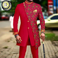African Suits for Men Embroidery Print Blazer and Pants Set Business Dress with Kerchief Party Wedding - View 10 | SAMAG